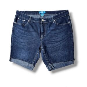 Floral Embroidered Rolled Hem Boyfriend Jean Shorts by Dkin | 16W